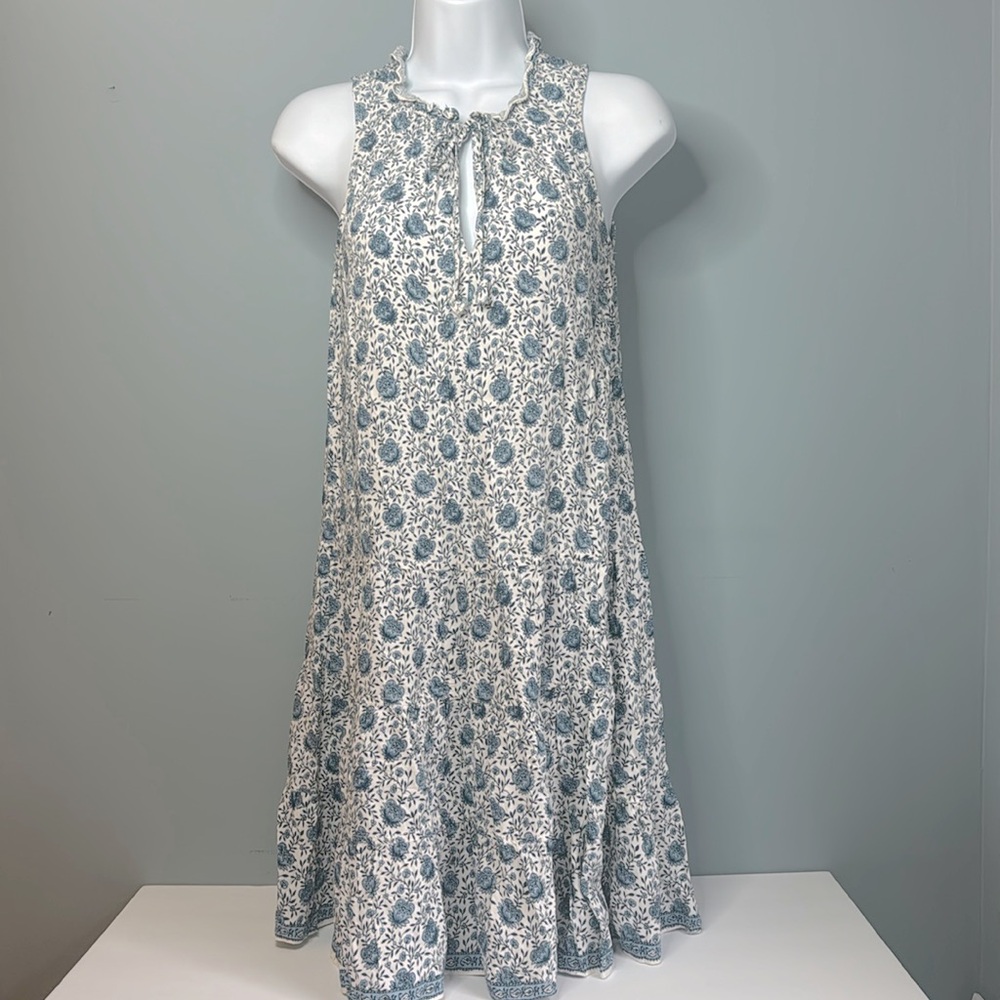 Max Studio floral Tie Neck Sleeveless Printed Tiered Dress S